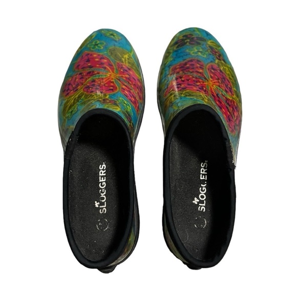 Sloggers Floral Rain Shoes Size 10 Waterproof Slip On Rubber Gardening Shoes - Picture 5 of 13